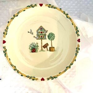 THOMSON BIRDHOUSE CHOP PLATTER 12" Thompson Cream Plate with Birdhouse and Heart